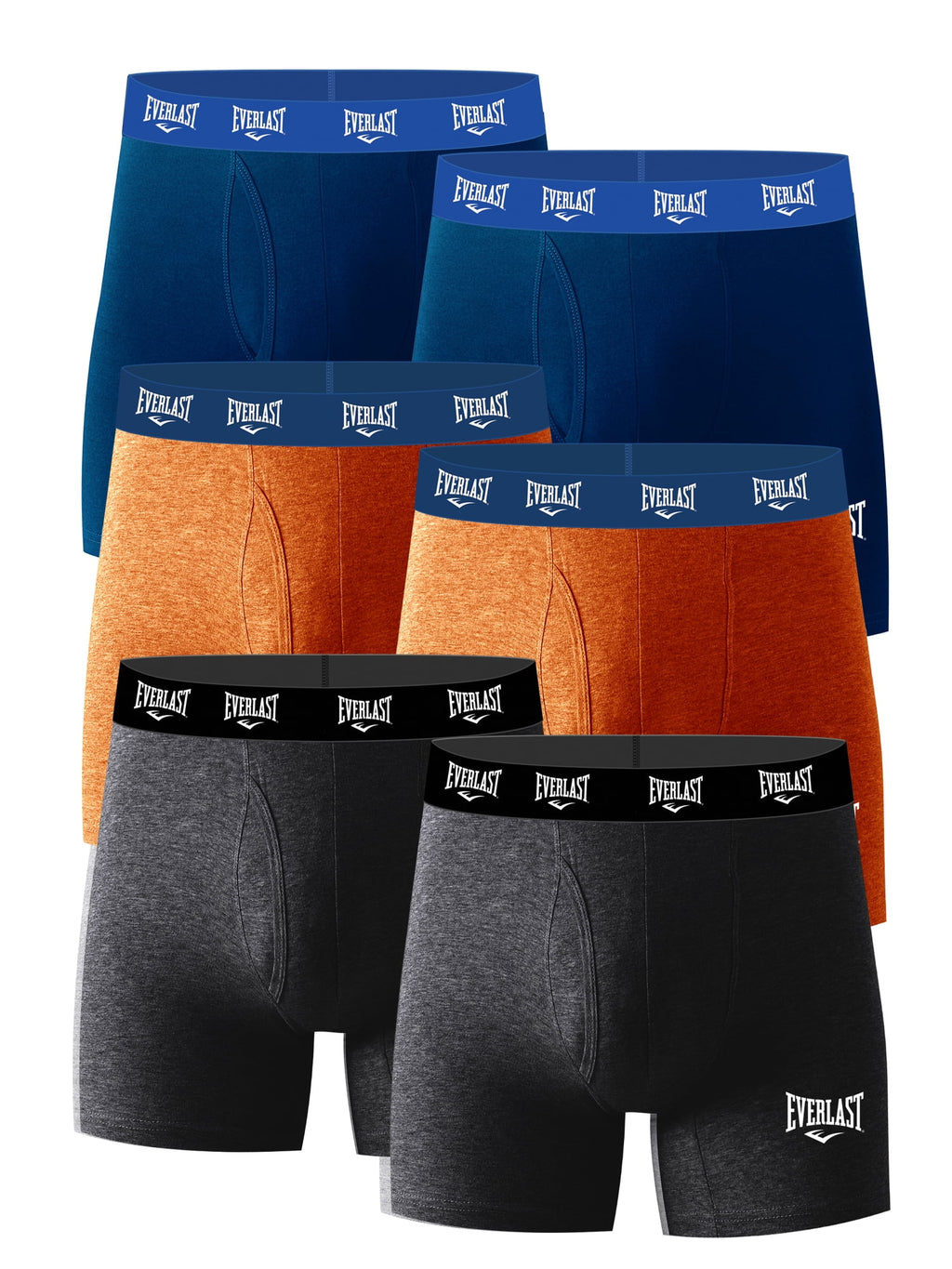 Everlast Men's Performance Underwear Stretch Boxer Briefs with Fly, 6-Pack