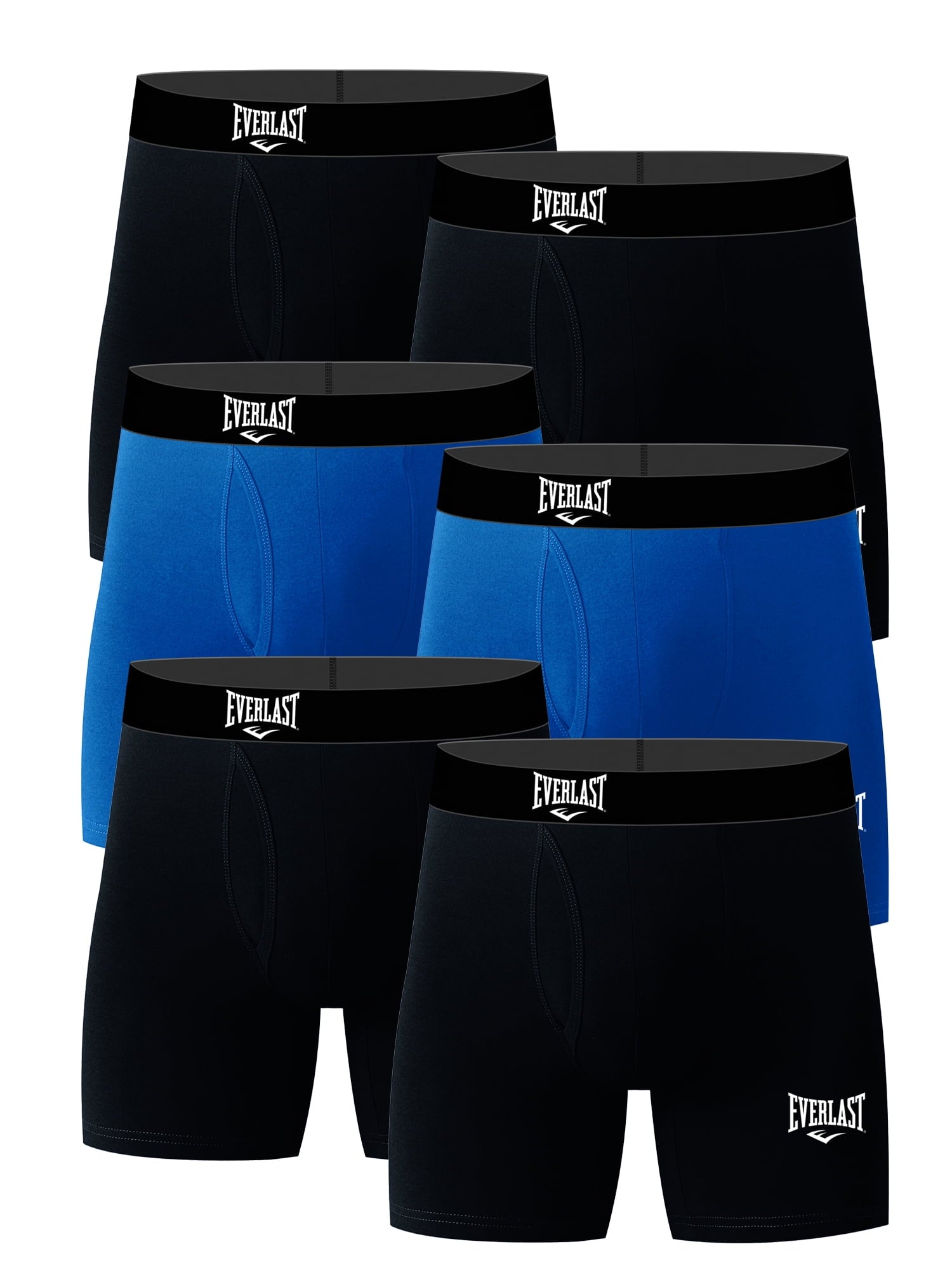 Everlast Men's Performance Underwear Stretch Boxer Briefs with Fly, 6-Pack