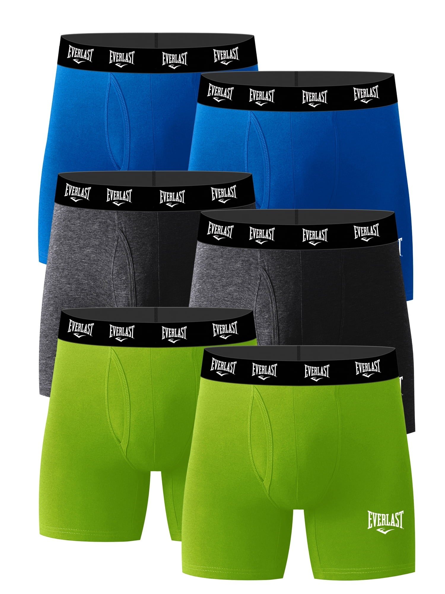 Everlast Men's Performance Underwear Stretch Boxer Briefs with Fly, 6-Pack