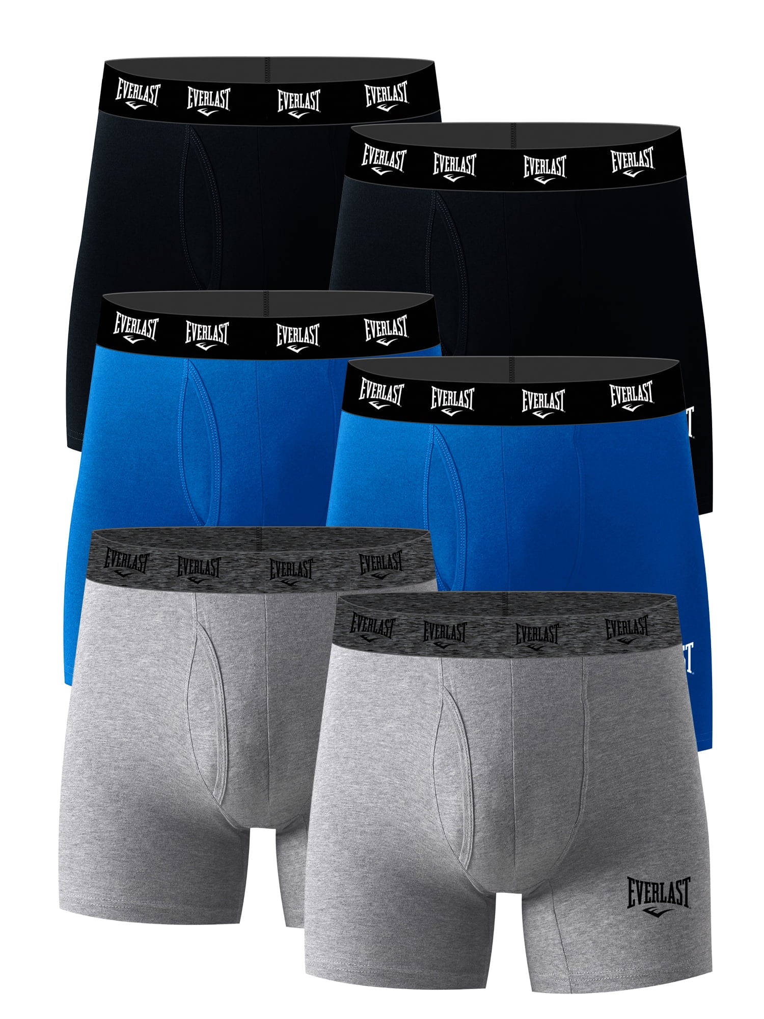 Everlast Men's Performance Underwear Stretch Boxer Briefs with Fly, 6-Pack