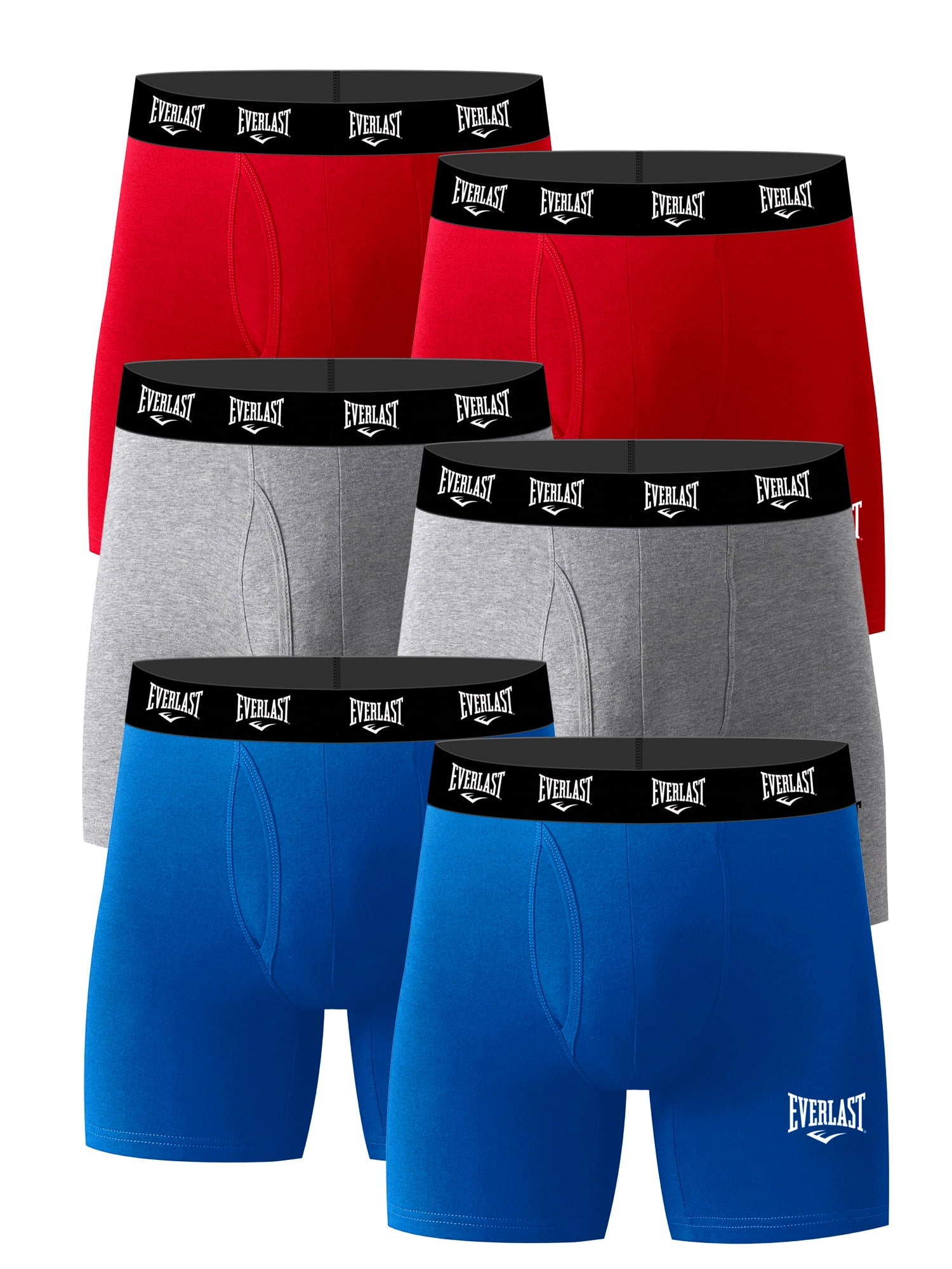 Everlast Men's Performance Underwear Stretch Boxer Briefs with Fly, 6-Pack
