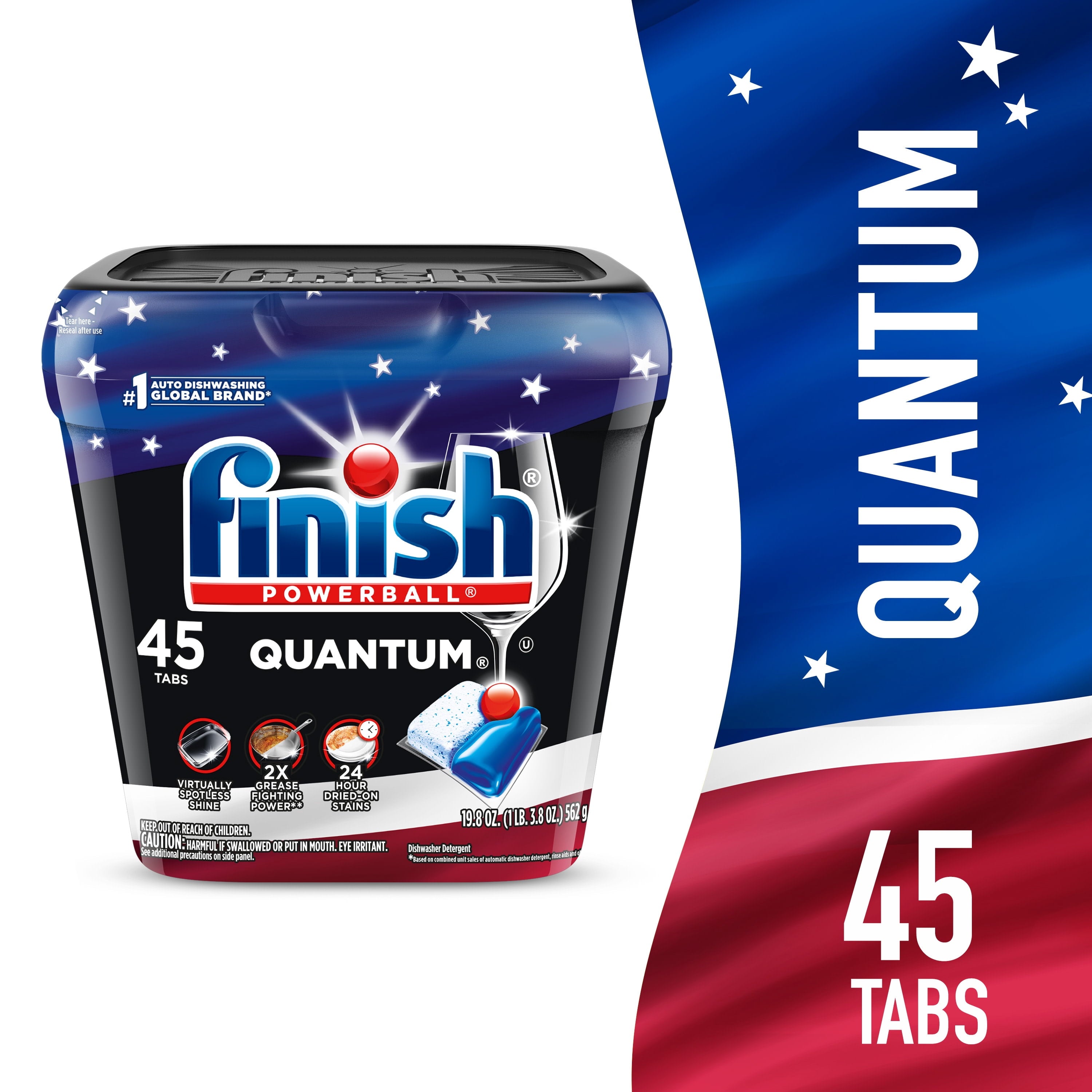Finish Quantum Dishwasher Pods, No Pre-Rinse Dishwasher Detergent Tabs Soap, Advanced Clean, 45 Count