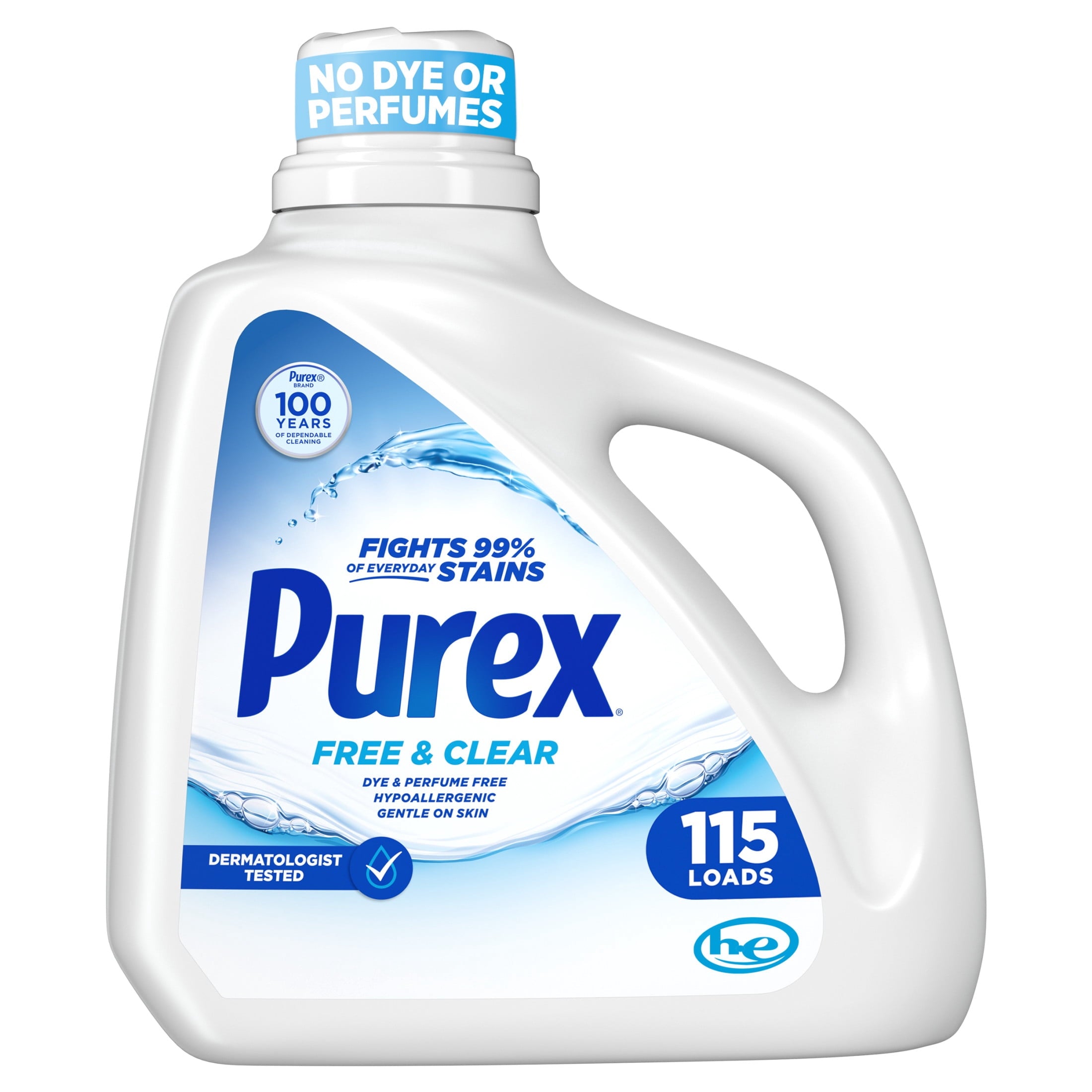 Purex Free & Clear Liquid Detergent, Sensitive Skin, 150 fl oz, 115 loads