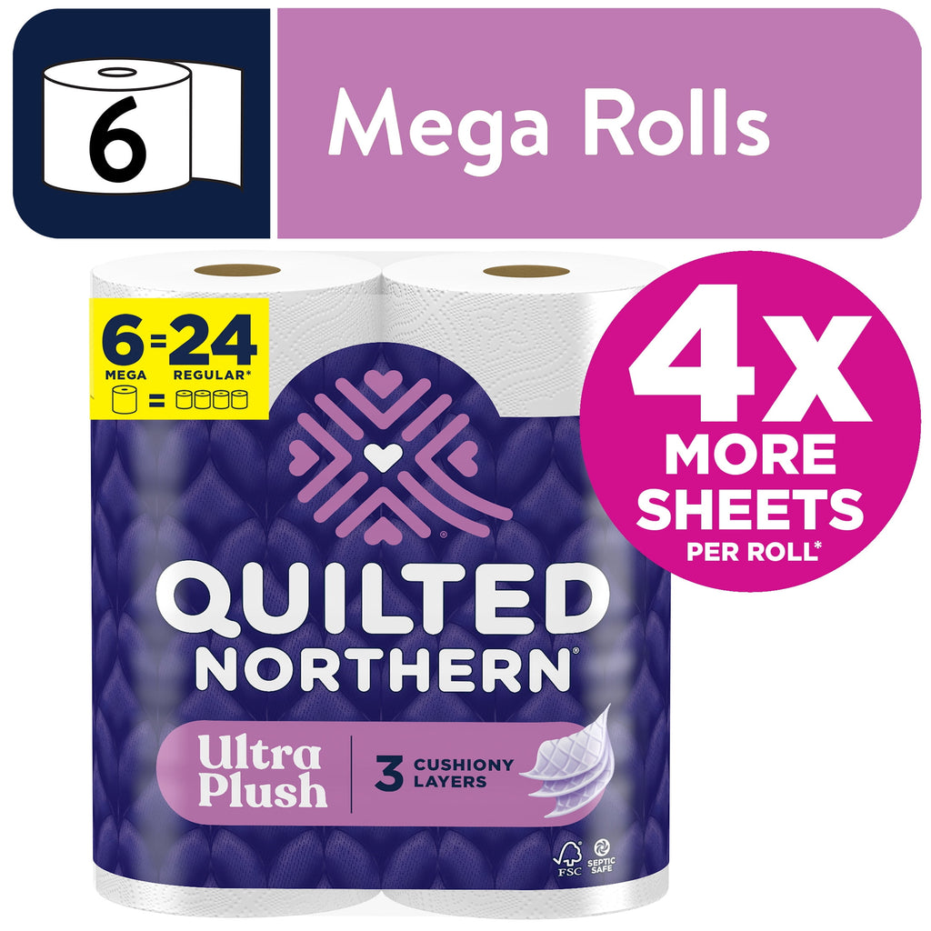 Quilted Northern Ultra Plush 3-Ply Toilet Paper, 12 Mega Rolls, 255 Sheets per Roll