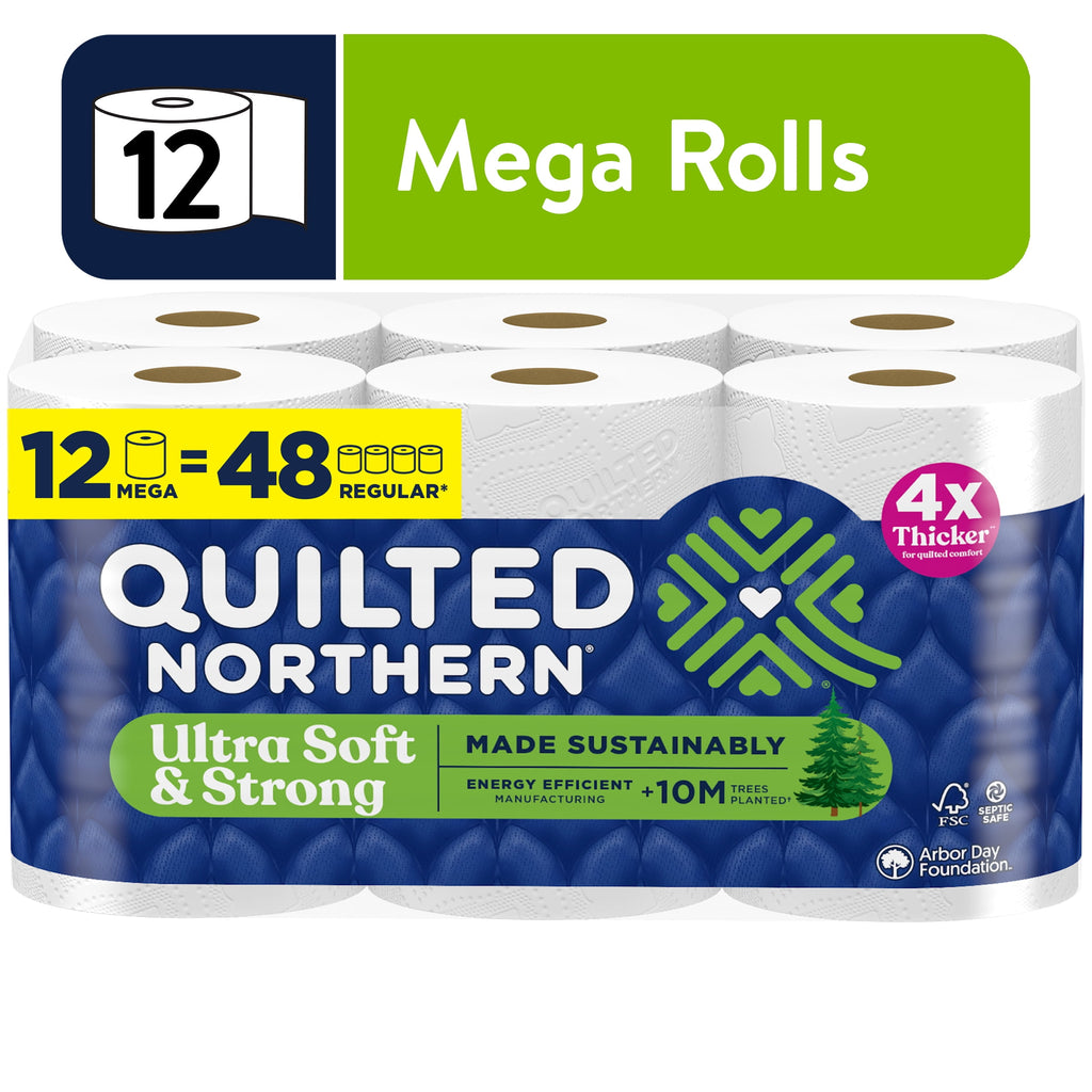 Quilted Northern Ultra Soft & Strong 2-Ply Toilet Paper, 12 Mega Rolls, 255 Sheets Per Roll