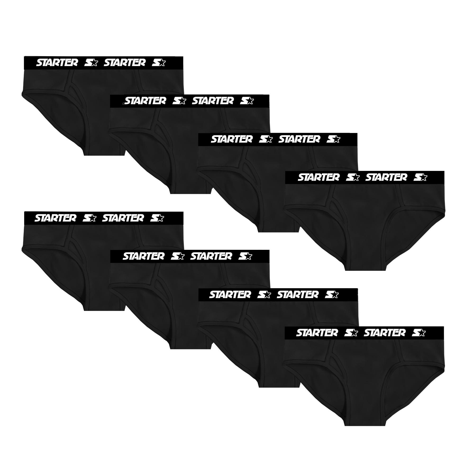 Starter Cotton Mens Briefs Breathable Underwear for Men, Black Large 8-Pack