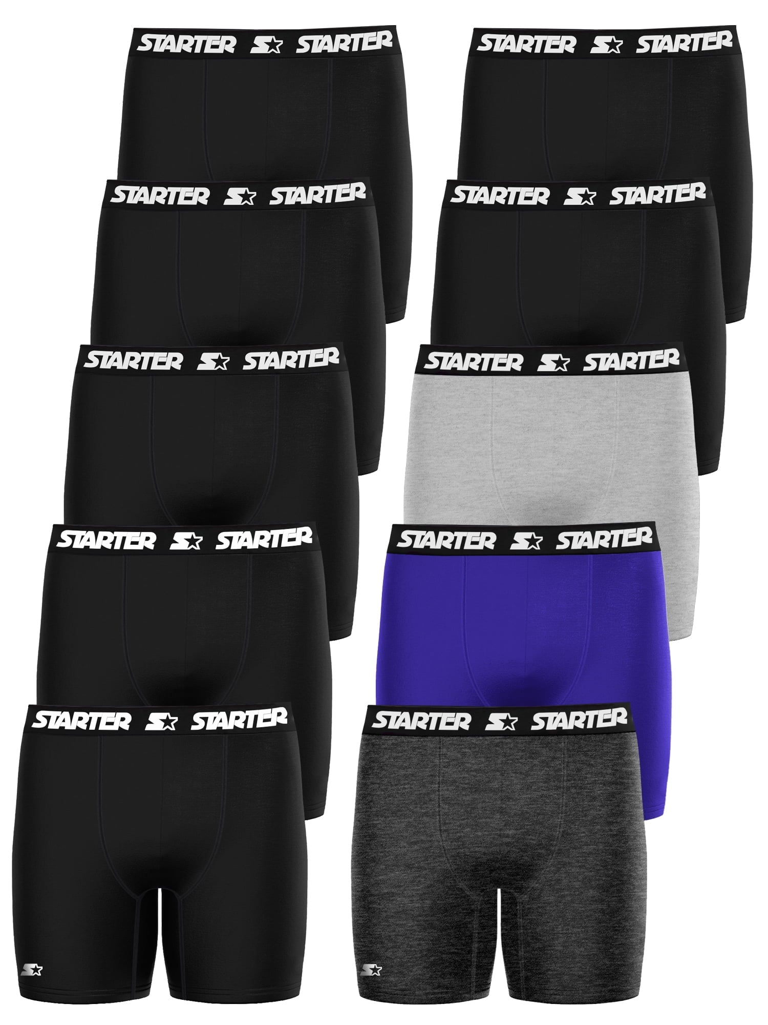 Starter Men's Breathable Polyester Boxer Briefs, (10 Pack)