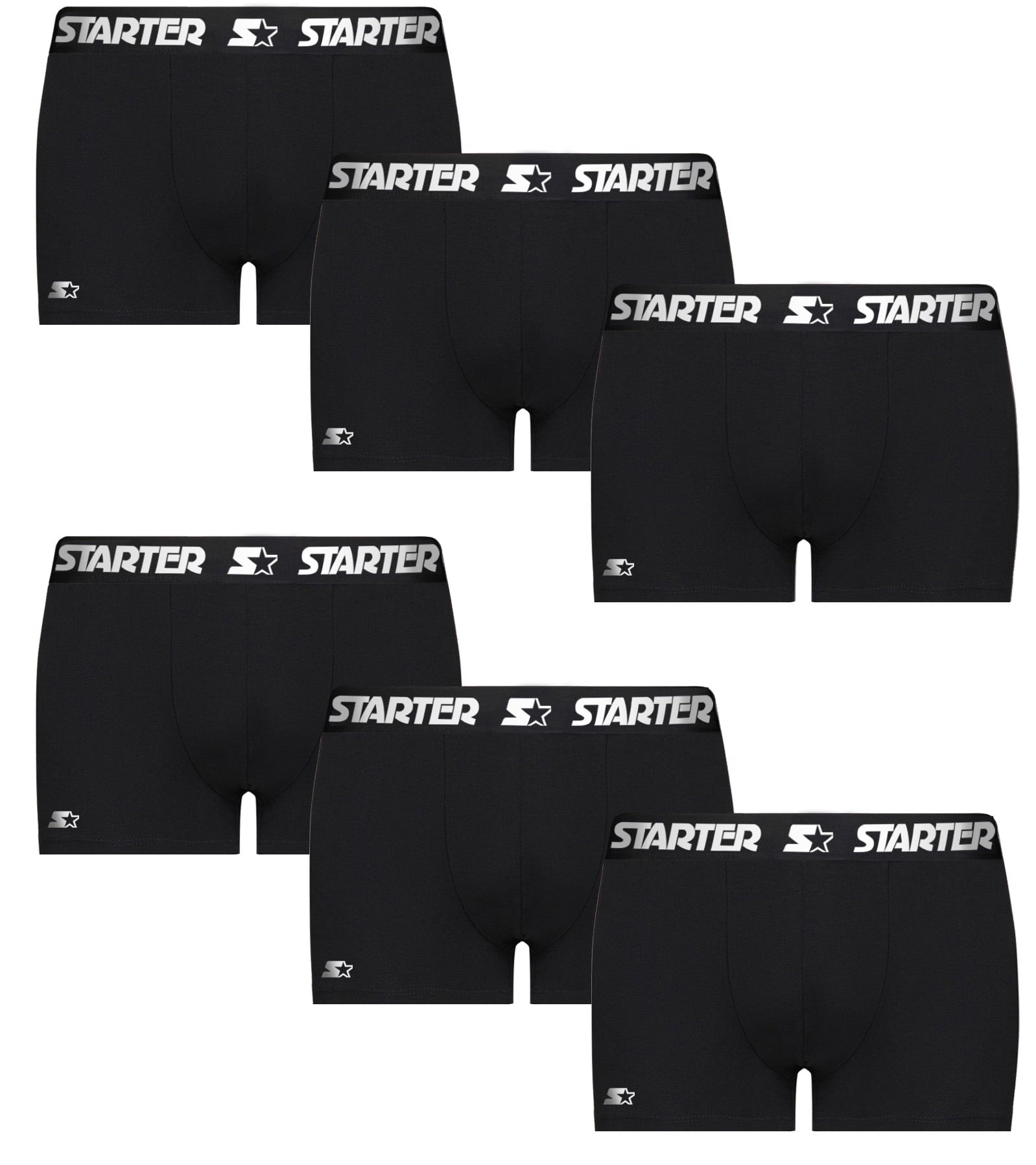 Starter Men’s Trunks Breathable Cotton Underwear Boxers for Men, Black XL 6-Pack