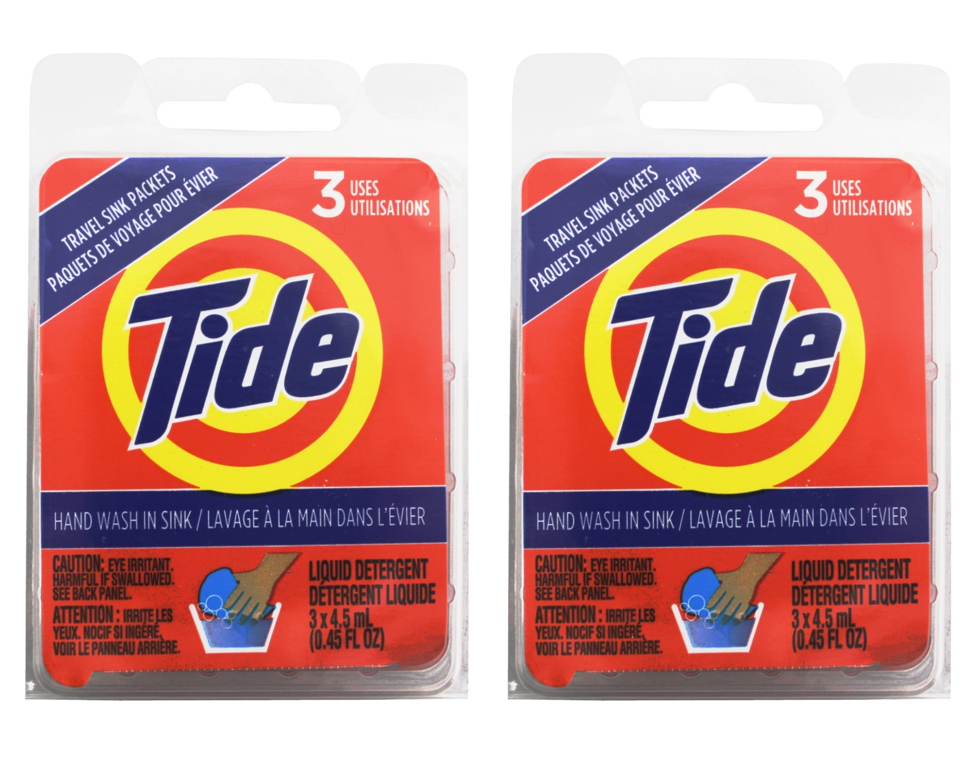 2 Pack - Tide Liquid Travel Sink Packets, (3 x 4.5 fl oz) 3-Count