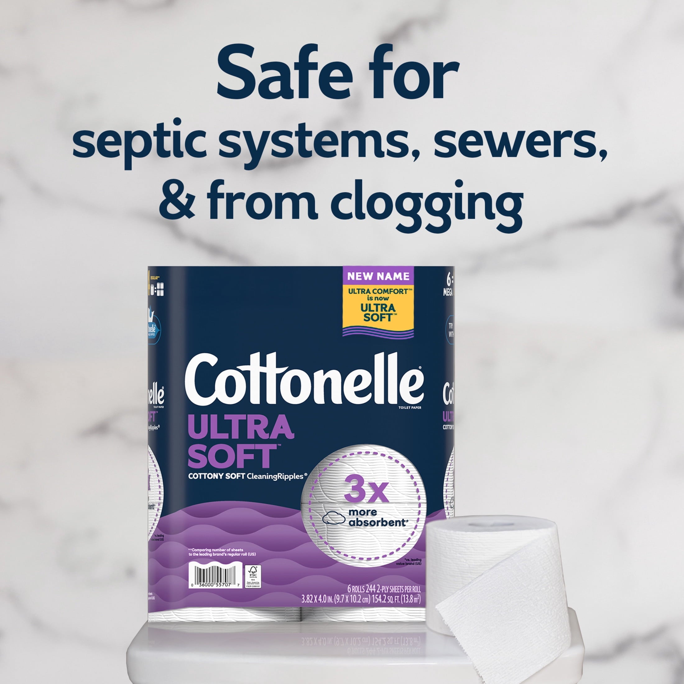Cottonelle Ultra Soft Toilet Paper, Strong Toilet Tissue, 12 Mega Rolls