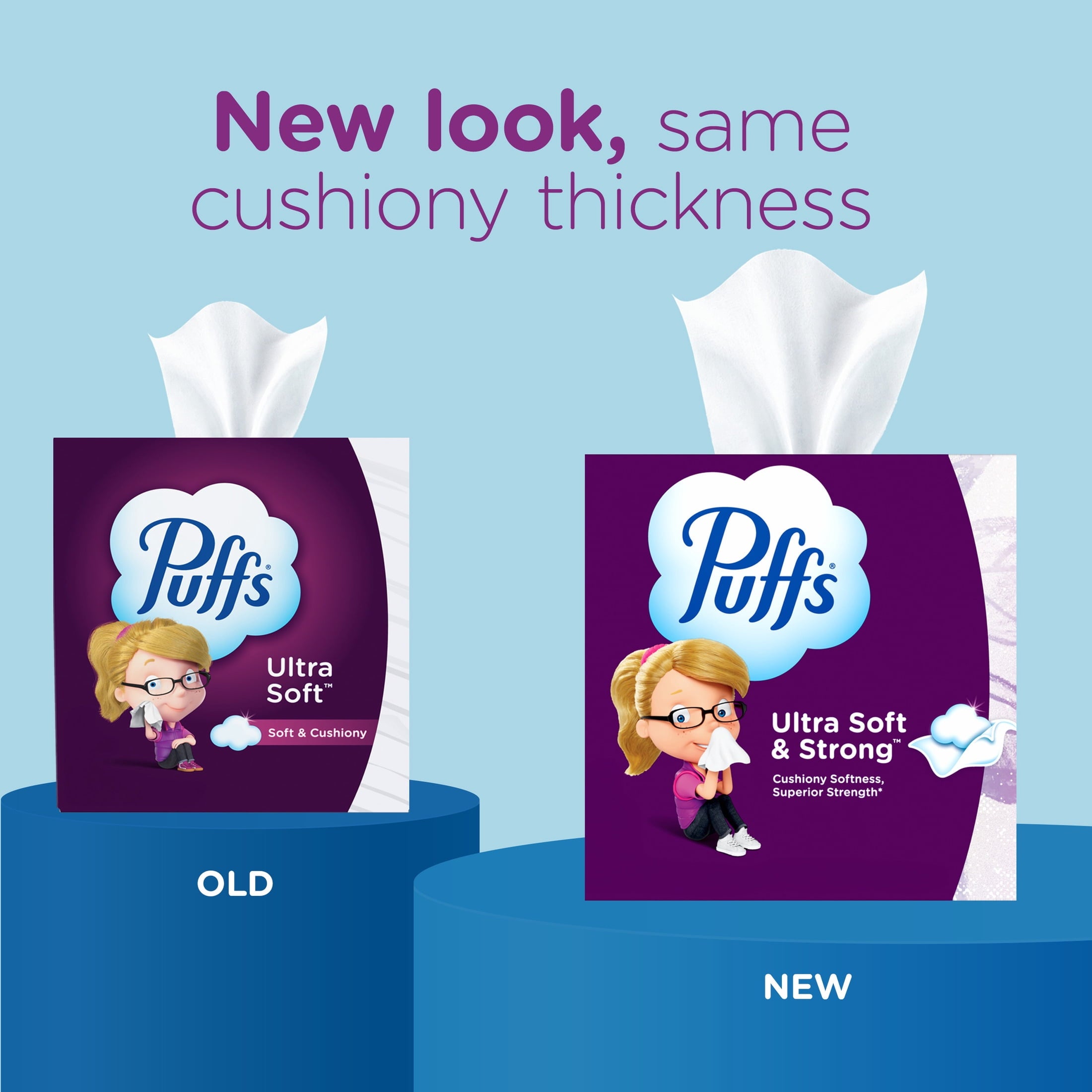 Puffs Ultra Soft Facial Tissues, Back-to-School Exclusive, 4 Rectangle Boxes, 124 Facial Tissues Per Box