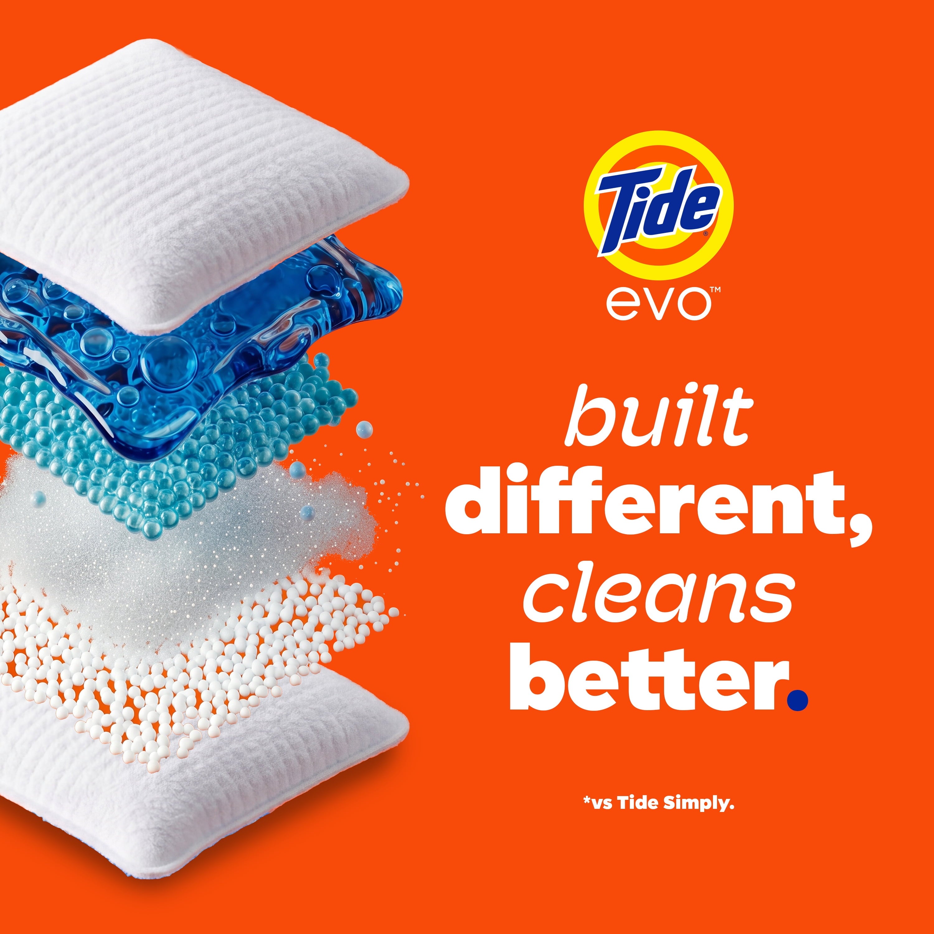 (4 pack) Tide Evo Laundry Detergent Tiles, 100% Concentrated, 6X Cleaning Power, Spring Blast Scent, 16 Count
