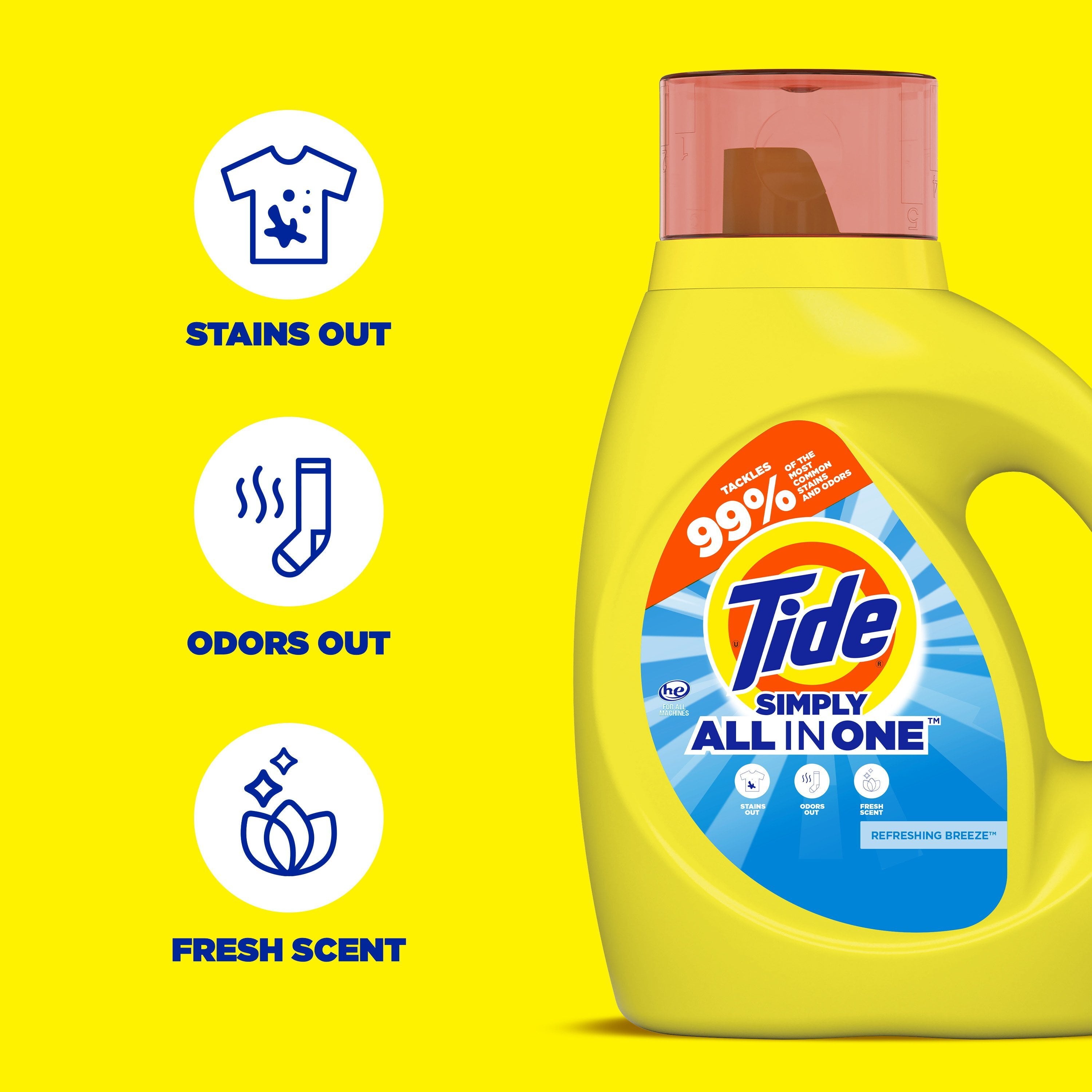 (6 pack) Tide Simply Liquid Laundry Detergent, Refreshing Breeze, 24 Loads, 32 fl oz
