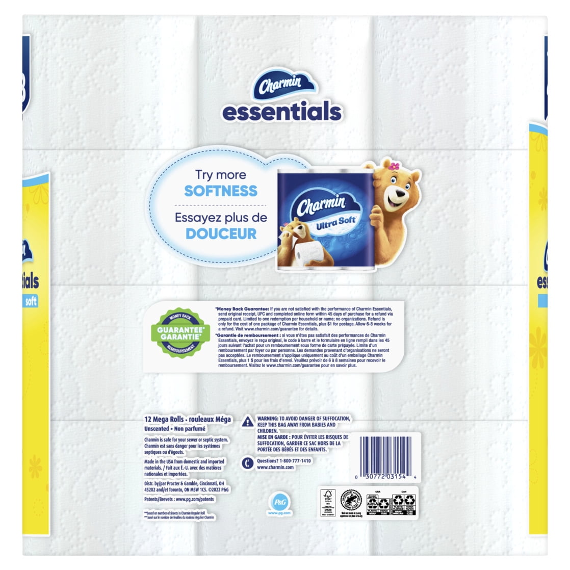 Charmin Essentials Soft Toilet Paper 12 Mega Rolls, 330 Sheets Per Roll