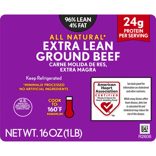 All Natural Extra Lean Ground Beef 96% Lean/4% Fat, 1 lb