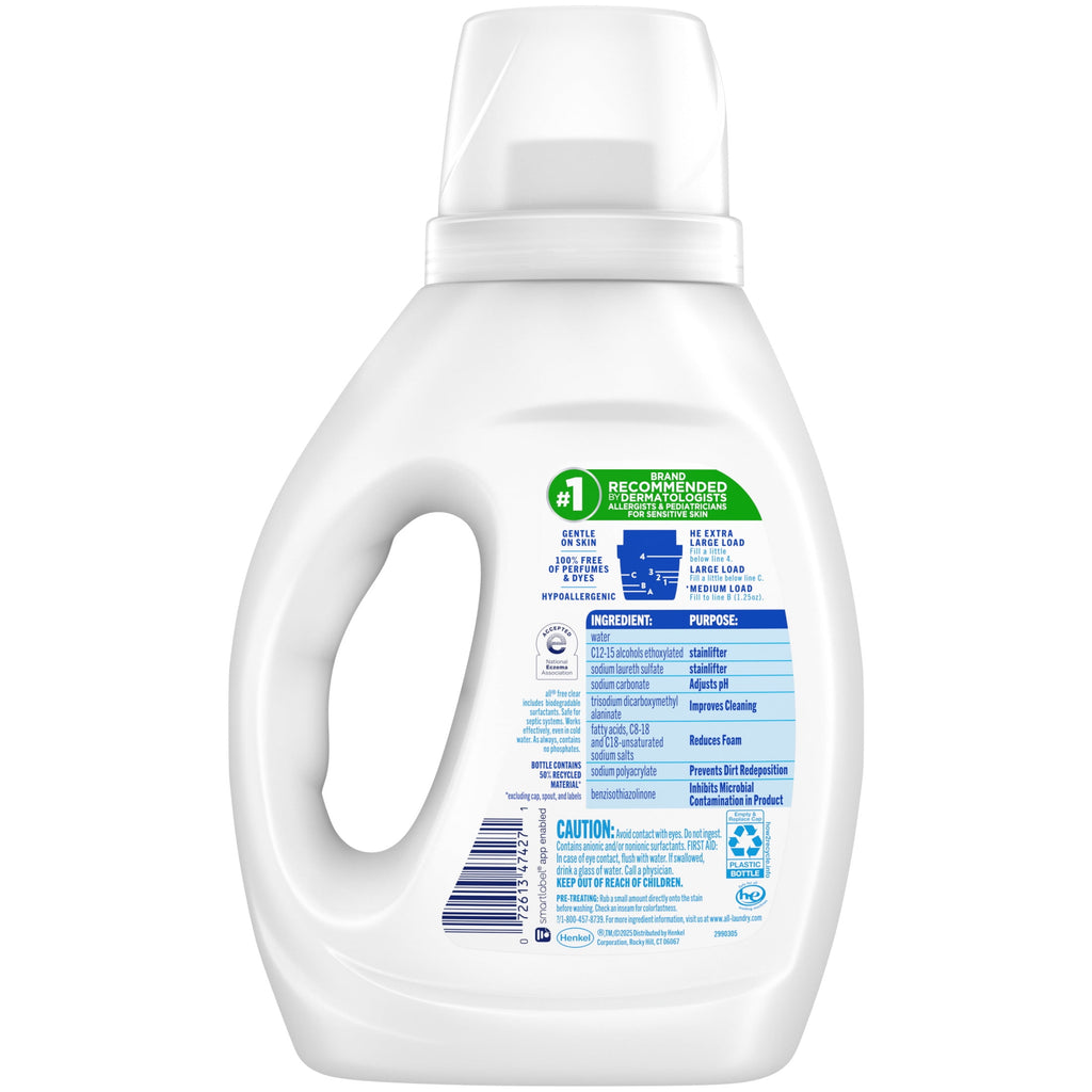 all Free Clear Liquid Laundry Detergent, 30 oz, 24 Loads