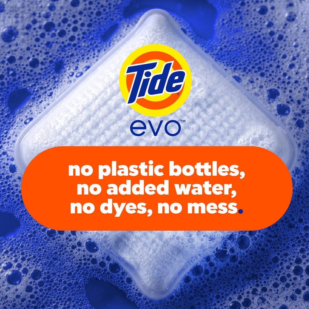 (4 pack) Tide Evo Laundry Detergent Tiles, 100% Concentrated, 6X Cleaning Power, Spring Blast Scent, 16 Count