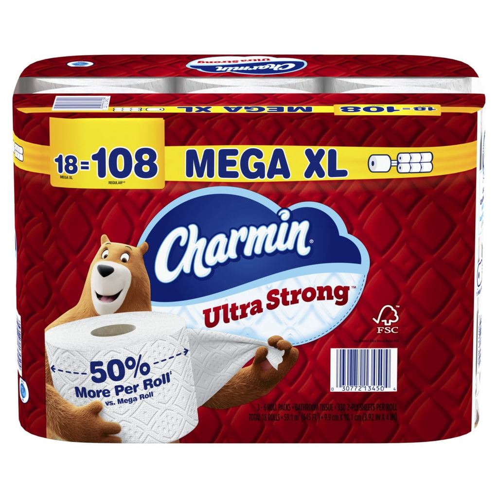 Charmin Ultra Strong Toilet Paper 24 Mega XL Rolls, 330 Sheets Per Roll