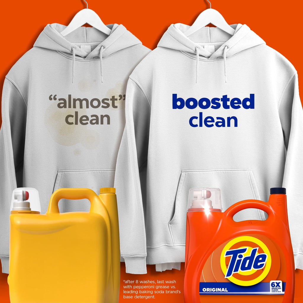 (2 pack) Tide Laundry Detergent Liquid with 6X Boosted Cleaning Power, Original Scent, 125 fl oz, 100 Loads