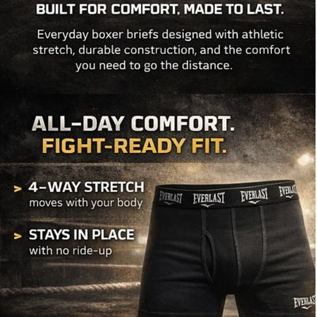 Everlast Mens Boxer Briefs Breathable Cotton Underwear Pack, 6-Pack