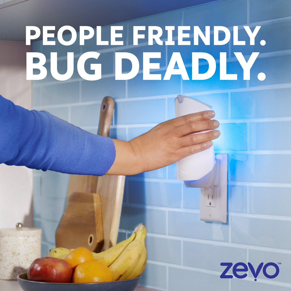 Zevo Flying Insect Indoor Fly Trap Full Size: Easy, Mess-Free Solution - Light Trap Catches & Kills House Flies, Fruit Flies, Gnats, & More (1 Plug in Device & 1 Cartridge)
