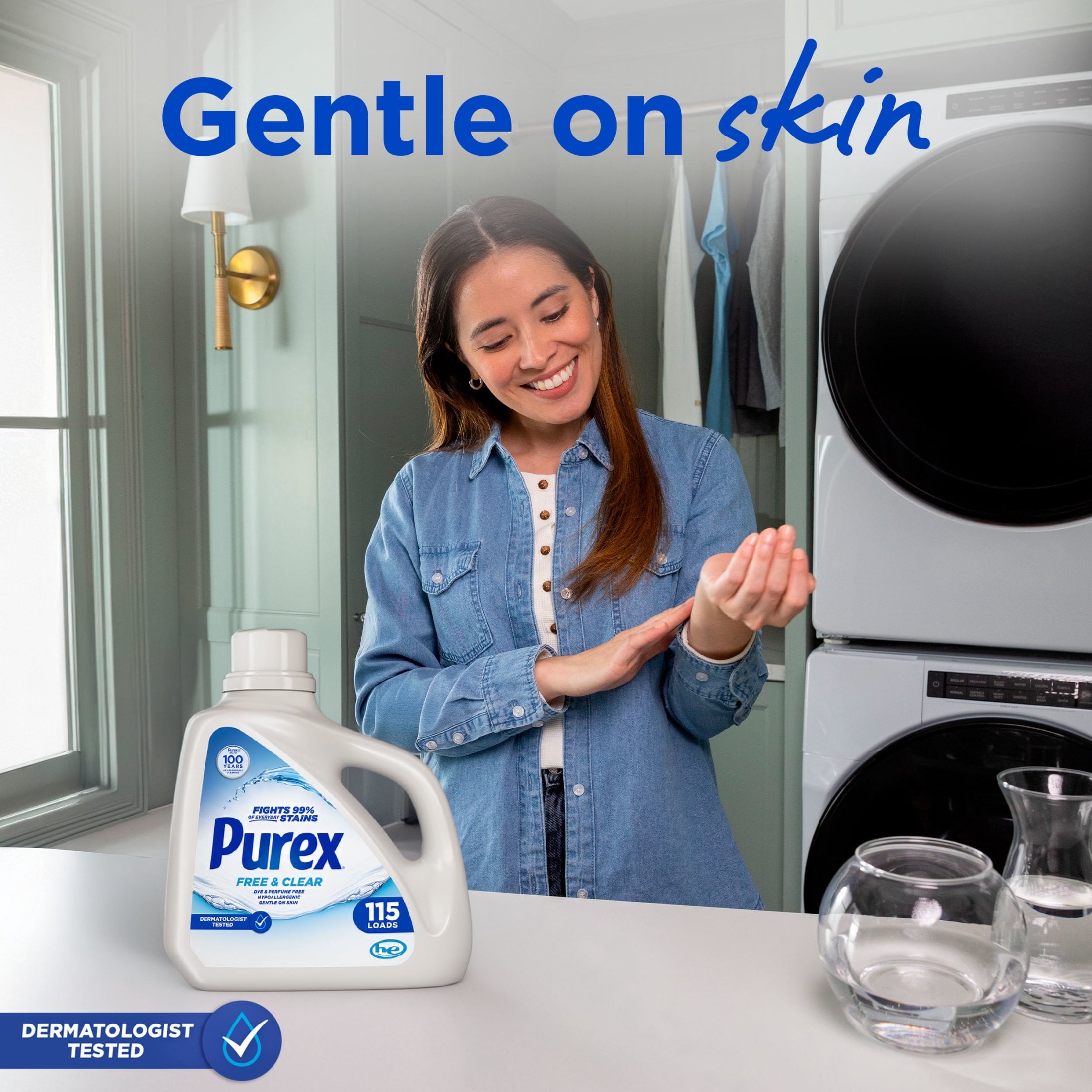Purex Free & Clear Liquid Detergent, Sensitive Skin, 150 fl oz, 115 loads