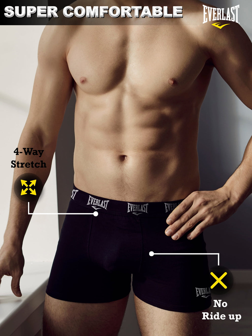 Everlast Mens Boxer Briefs Breathable Cotton Underwear Pack, 6-Pack
