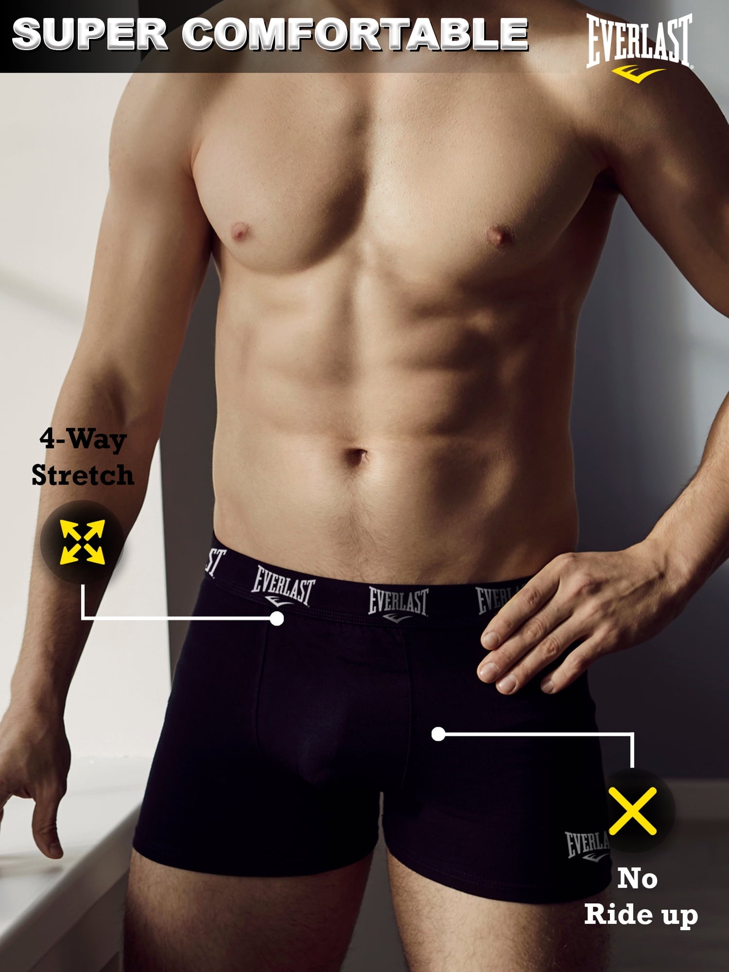 Everlast Mens Boxer Briefs Breathable Cotton Underwear Pack, 6-Pack