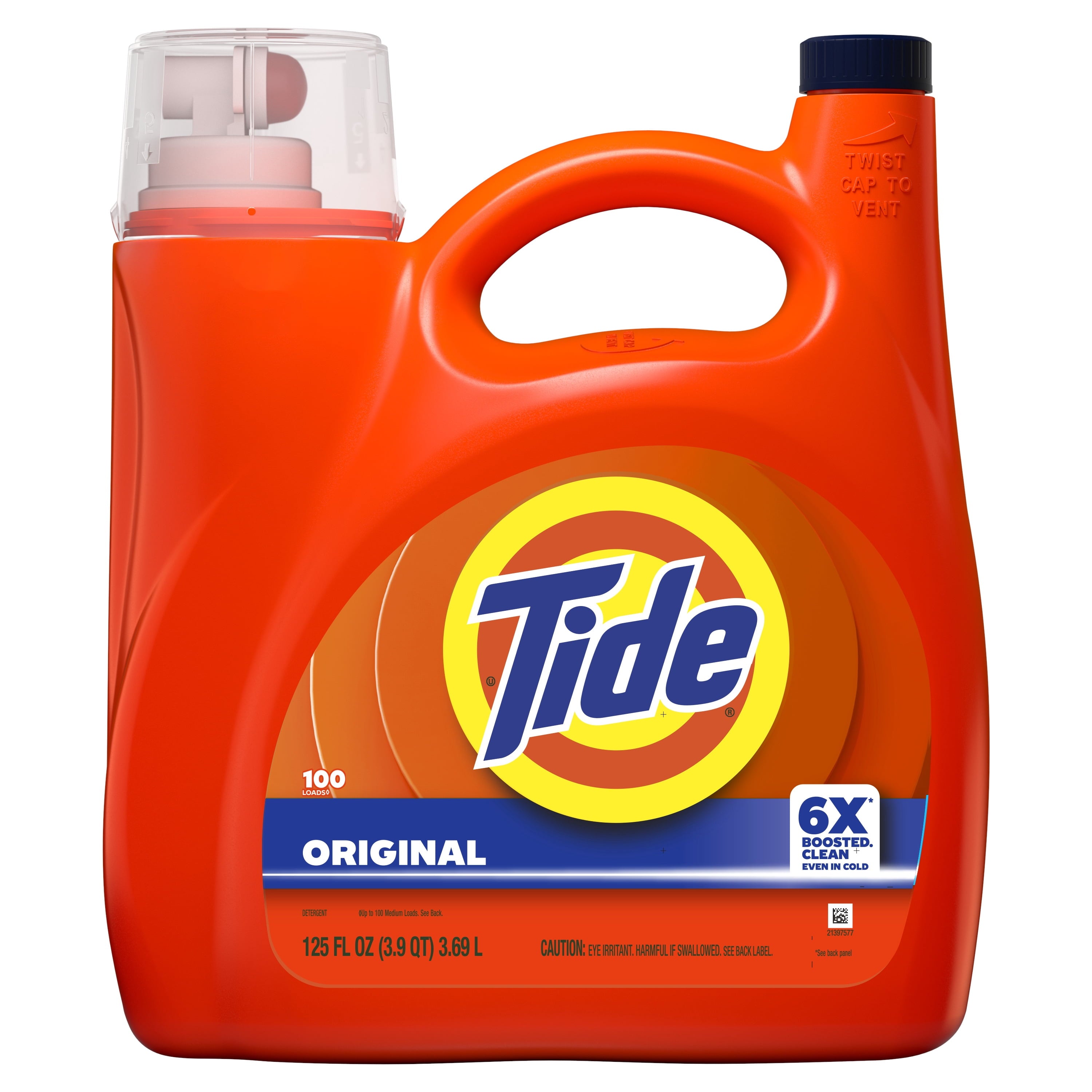 (2 pack) Tide Laundry Detergent Liquid with 6X Boosted Cleaning Power, Original Scent, 125 fl oz, 100 Loads