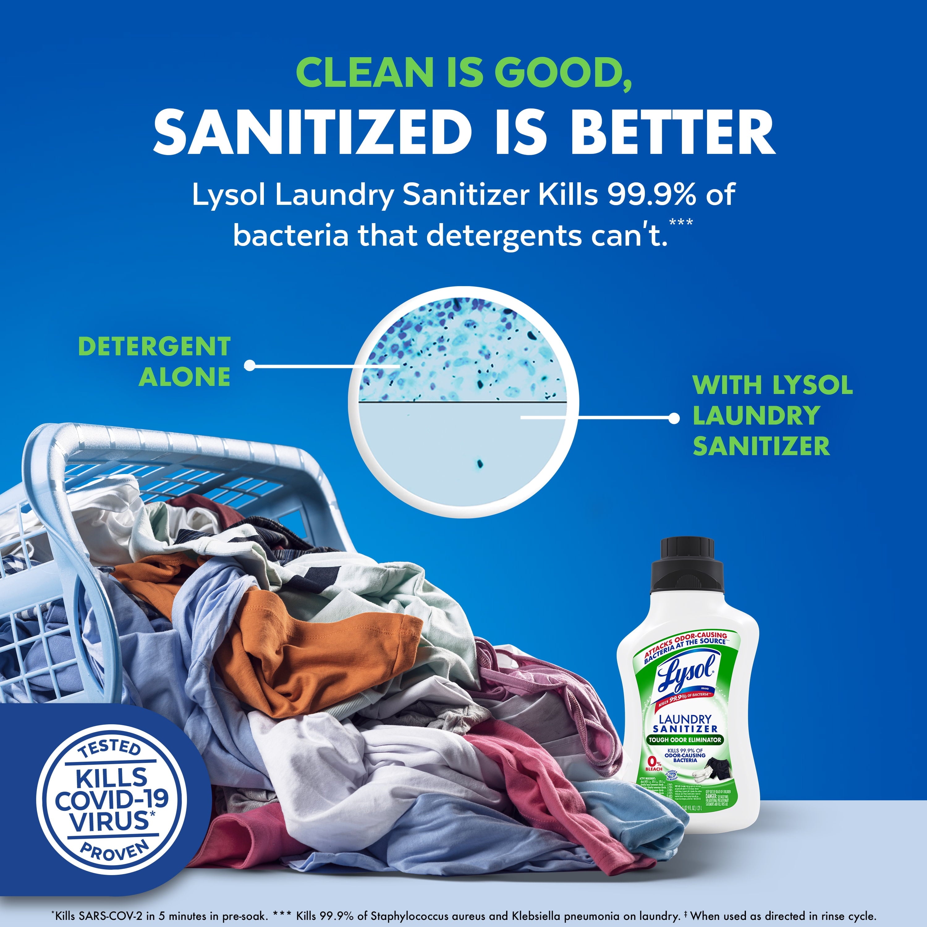 Lysol Tough Odor Eliminator Laundry Sanitizer Additive, 0% Bleach, Eliminates Odor Causing Bacteria, 41 fl oz