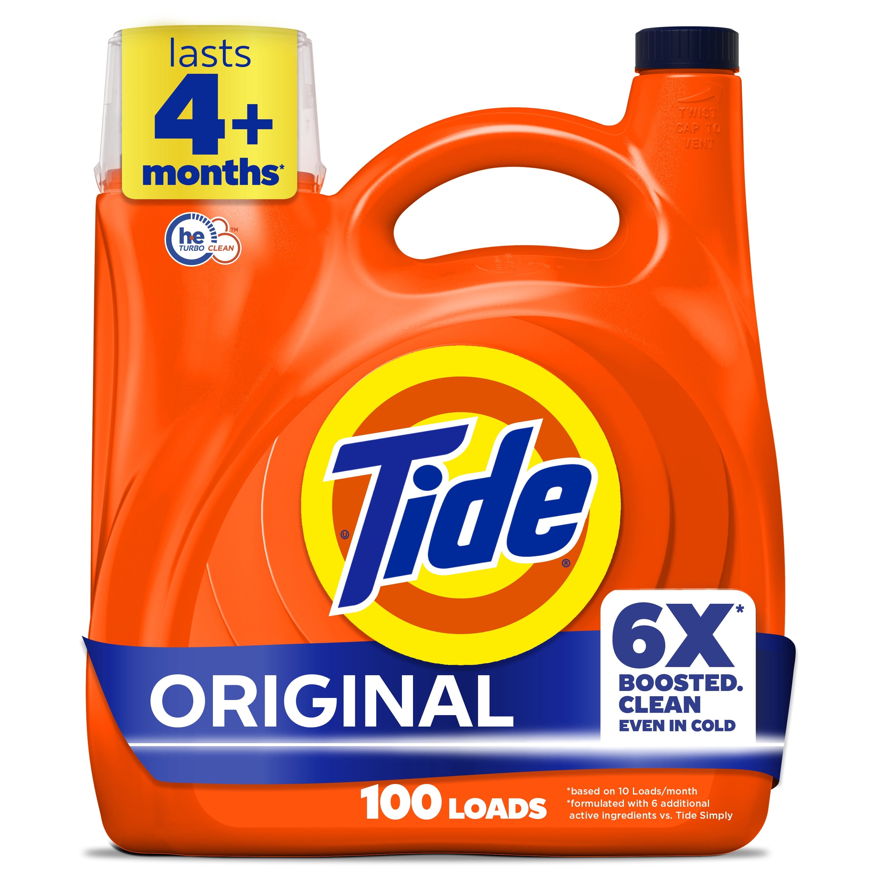 (2 pack) Tide Laundry Detergent Liquid with 6X Boosted Cleaning Power, Original Scent, 125 fl oz, 100 Loads