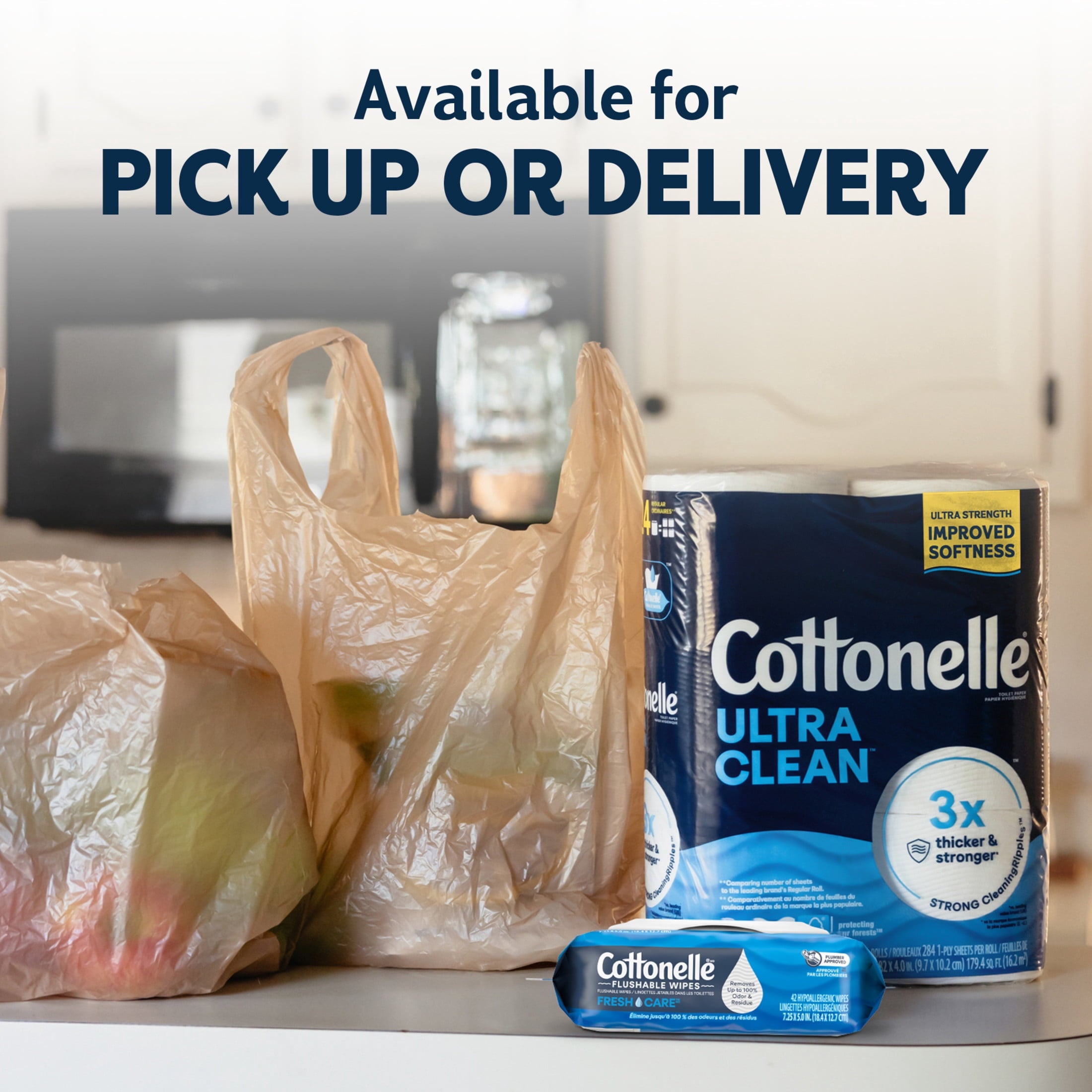 Cottonelle Ultra Clean Toilet Paper, Strong Toilet Tissue, 12 Mega Rolls